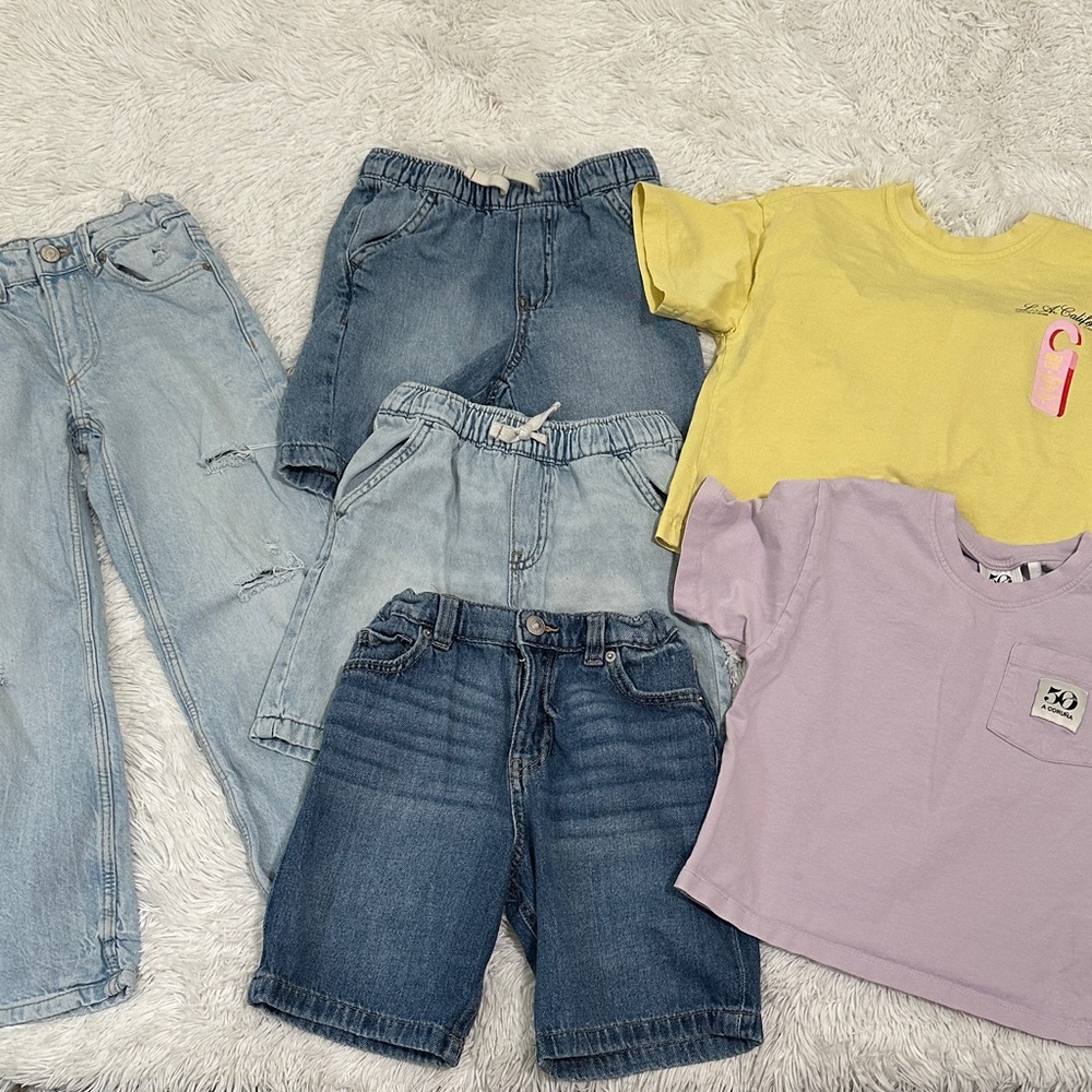 ❤️ Bundle of 6 Zara Girls Shorts/Jeans/Tees Size 6/7